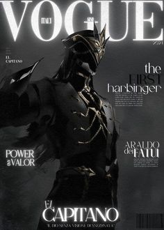 a magazine cover with an image of a man in armor