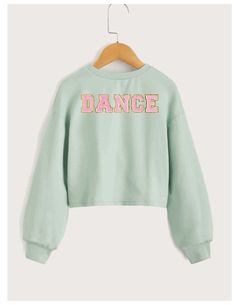 This super cute and trendy chenille patch girls Dance cropped sweatshirt is the perfect crewneck sweater gift for your favorite dancer, dance friend, dance mom or dance teacher! This Mint Green cropped pullover sweatshirt is soft polyester/cotton blend and runs true to size. This style features the patch design on the BACK of the sweatshirt with a cute front twist to accent the front. We offer 2 different sweatshirt colors (Baby Pink and Mint Green), please see listing links below. The Chenille Dance Sweater, Dance Mom Gifts, Dance Jackets, Diy Stitch, Dance Sweatshirt, Sweatshirt Colors, Dance Teacher Gifts, Chenille Patch, Dance Gifts