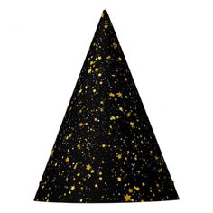 Glitter Stars3 - Gold Black Party Hat Party Hat Illustration, Silver Black Party, Hat Illustration, Black Confetti, Sparkle Design, Hat Accessories, Glitter Gifts, Black Gifts, Gold Gifts