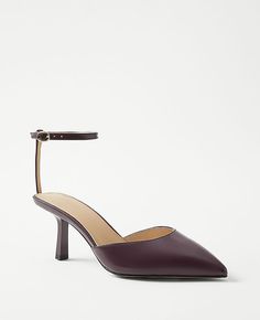 Elevate your style with the Ann Taylor Leather Mid Heel Ankle Strap Pumps, a perfect blend of elegance and comfort. These burgundy pumps feature a sophisticated pointy toe and a sleek ankle strap with an adjustable buckle for a secure fit.

- Size: 8 1/2
- Color: Burgundy
- Material: Leather
- Gender: Female
- Heel Height: 2 1/2 inches

Designed for the modern woman, these pumps are crafted with a padded footbed to ensure comfort throughout the day. Whether you're heading to the office or attend Leather Ankle Strap Kitten Heels Medium Width, Leather Kitten Heels With Ankle Strap, Medium Width, Court Shoes With Ankle Strap And Heel Strap, Ankle-high Court Shoes With Heel Strap And Medium Width, Ankle-high Court Shoes With Heel Strap, Office Kitten Heels With Ankle Strap, Medium Width Ankle Strap Slingback Pumps, Court Shoes With Padded Heel And Ankle Strap, High High Heels