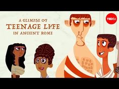 an animated movie with three people and the title, a glimpse of teenage life in ancient rome