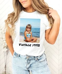 This custom photo shirt would be perfect for: 1994 Birthday Tee, 1994 Birthday Shirt, Vintage 1994 Shirt, 1994 Gift for her, 1994 Gift for him, 1994 Party Favors BRAND: ● Bella+Canvas 3001 ● Unisex Adult Shirt MATERIAL: ● Soft, Cotton ● Tear-away label Check our other matching items to this design in our shop! Crafty Cue 30 Bday Shirt Ideas, 40 Bday Gifts, 1994 Birthday Ideas, 30th Bday Themes For Women, 34 Birthday Ideas For Women, Diy Birthday Shirts, 30th Birthday Outfits, 30th Birthday Themes For Women