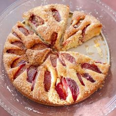 a pie with slices cut out on a plate