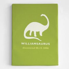 a green book with an image of a dinosaur on it's cover and the words williamssaurusus