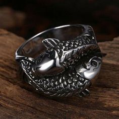 Elegant 925 Sterling Silver 3D Koi Fish Fashion Jewelry Unique Charm Ring Size 9 | eBay Pisces Ring, Fish Fashion, Fish Ring, Bracelet Viking, Boys Jewelry, Biker Rings, Nautical Jewelry, Silver Jewels, Charm Rings