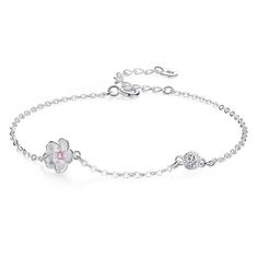 Daisy Flower Crystal 925 Sterling Silver Bracelet - Bracelets Ukraine Flowers, Womens Bracelet, Flowers Delivery, Flower Crystal, Bracelet Shop, Bracelet Crystal, Professional Jewelry, Silver Jewels, Silver Band Ring