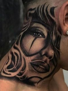 Shogun Tattoo, Chicano Tattoos Lettering, Front Neck Tattoo, Unique Hand Tattoos, Hand Tattoo Designs, Face Tattoos For Women, Tattoo Shading