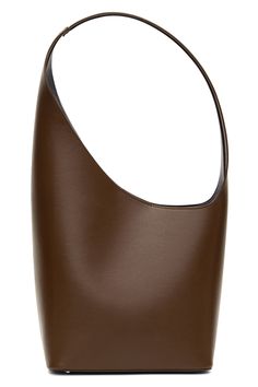 Aesther Ekme: Brown Demi Lune Bag | SSENSE Brown Smooth Grain Evening Shoulder Bag, Brown Soft Calf Leather Shoulder Bag, Brown Calf Leather Shoulder Bag With Soft Leather, Brown Calf Leather Shoulder Bag, Evening Brown Bucket Bag With Leather Lining, Evening Brown Leather-lined Bucket Bag, Brown Calf Leather Bucket Bag With Leather Lining, Brown Calf Leather Shoulder Bag With Removable Pouch, Brown Calf Leather Shoulder Bag With Smooth Grain