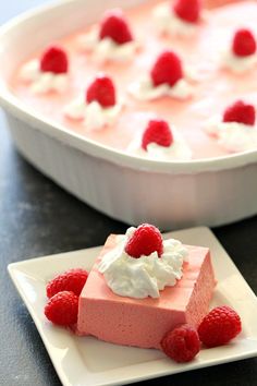 raspberry cream cheese jello salad on a plate