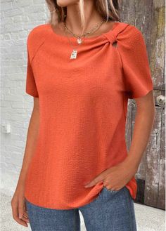 Color:Orange;Size:S;Size:M;Size:L;Size:XL;Size:XXL;Package Contents:1 X T Shirt;Occasion:Other;Style:Casual; Elegant Dresses Plus Size, Mix Match Outfits, Basic Blouses, Patchwork Shorts, Swimwear Suits, Plain Tops, Wardrobe Style, Plaid Tops, New Tops