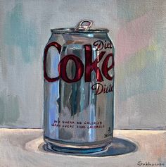 an oil painting of a can of coke