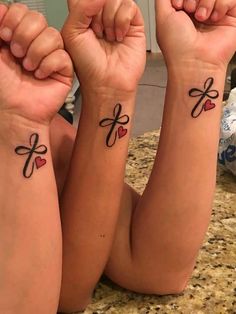 80 Cousin Tattoo ideas - A Complete Lifestyle Blog Sibling Sister Tattoos, Tattoos For 4 Cousins, Cross Infinity Tattoo, Mine Tattoo Ideas, Sister Tatooes, Matching Cross Tattoos, Sister Friend Tattoos, Cute Sister Tattoos For 2, Sister Tattoos Ideas