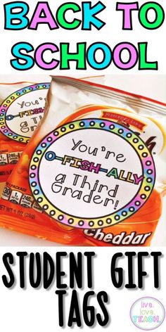 back to school student gift tags with text overlay