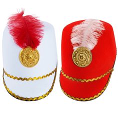 PRICES MAY VARY. This set includes 2 marching band hats, one red hat with a white feather and one white hat with a red feather. Costume hats are unisex and one size fits most adults and bigger kids. Major drum costume hats inner circumference measures approximately 22 inches. Regal costume hats work perfectly for any band costumes, military costume, major drum costume or nutcracker costume. Perfect hats couples hats for dress up parties, carnivals or any royal themed party. This set includes 2 m Toy Soldier Hat, Royal Themed Party, Nutcracker Hat, Band Costumes, Nutcracker Costumes, Foam Wigs, Military Costumes, Drum Major, Kids Dress Up