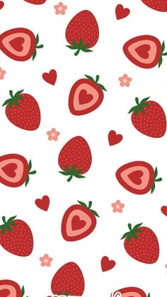 strawberries and hearts on a white background