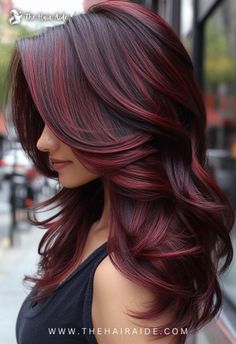 Transform your style with stunning cherrywood hair color! 🍒✨ This rich blend of red and brown tones adds warmth, depth, and vibrancy to any look. Perfect for those seeking a bold yet sophisticated color update. 💕 #CherrywoodHair #HairColorInspo #HairTrends #BalayageBeauty Womens Auburn Hair Color, Red Hair With Depth, Dark Red And Dark Brown Hair, Brown And Violet Hair, Red Gloss Hair, Red Hair To Brown Before And After, Burgundy Hair Color With Highlights, Brown And Red Hair Ideas, Cheery Red Hair Colour