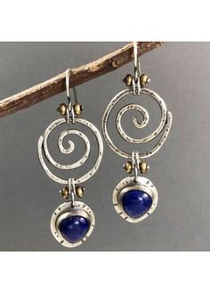 Color:Royal Blue;Package Contents:1 Pair X Earrings;Occasion:Other; Punk Steampunk, Texture Metal, Western Shop, Lapis Earrings, Lapis Lazuli Earrings, Buy Earrings, Hanging Earrings, Steam Punk, Engagement Anniversary