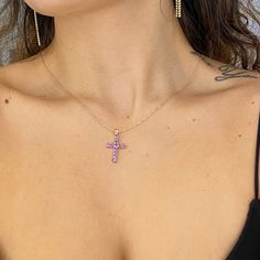 Diamond CZ Cross Necklace | Pink Diamond CZ Cross Pendant | Sterling Silver Cross Necklace | Mini Diamond Cross | Baptism Gift | Communion Details: Metal: Sterling Silver 925 Closure: Spring Lock Length: Available in 16 and 18 inches Pink Cross Necklace, Silver Cross Necklace, Sterling Silver Cross Necklace, Diamond Cross, Baptism Gifts, Sterling Silver Cross, Silver Cross, Pink Diamond, Sterling Silber