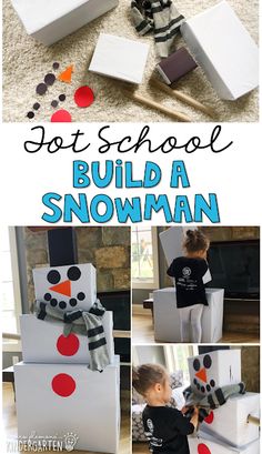 a snowman made out of cardboard boxes