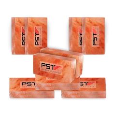 five orange soaps stacked on top of each other with the word pst printed on them