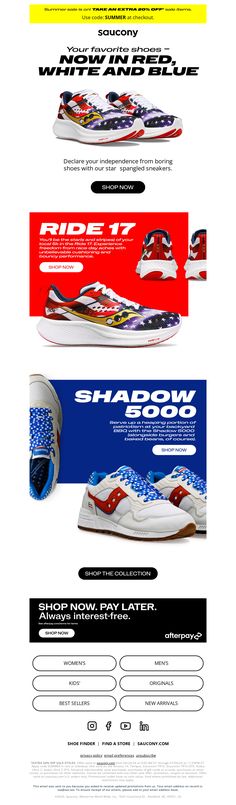 an advertisement for shoes with different colors and designs on the front, side, and back