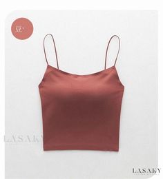 Lasaky - Seamless Thin Cup Camisole with Adjustable Straps and Detachable Padding for Enhanced Comfort and Style - Perfect as an Innerwear or Outerwear for All Occasions Padded Camisole, One Piece Lingerie, Backless Bra, Push Up Pads, Slim Fit Top, Bean Paste, Backless Design, Workout Tops, Types Of Collars