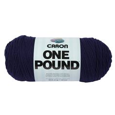 a ball of blue yarn with the words carbon one pound written on it in black