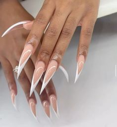 Stilleto Frenchies Nails, Stilleto Frenchies, Frenchie Tips, Talia Core, Ballerina Nails Shape, French Manicure Acrylic Nails, Ballerina Acrylic Nails, Fye Nails, Acrylic Nails Stiletto