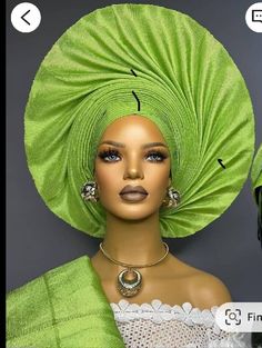 Elegant Green Headwrap For Weddings, African Gele Head Wraps, African Outfits For Women, Silk Scarf Gele, Congolese Head Wrap, African Kimono, Traditional Yellow Adjustable Headwrap, African Gowns, African Kaftan