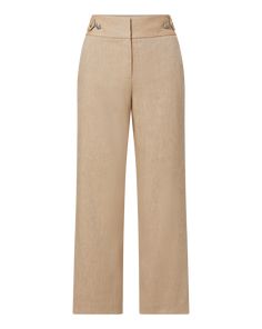 Meet the Renzo’s linen sister—the Aubrie pant. This chic, cropped style is a relaxed take on the best-selling Renzo, with a wider leg and a breathable linen body. Perfect for the office and beyond, these precision-tailored pants are the definition of refined style. Wear with a coordinating jacket for a coordinated look, or tuck in a breezy top for a dinner out.58% Linen, 27% Polyester, 14% Viscose, 1% ElastaneLinedMade in USAProfessional dry-clean onlyStyle #CORELN146413 Chic Flax Trousers, Chic Flax Linen Bottoms, Summer Linen Wide Leg Pants With Straight Hem, Chic Flax Linen Pants, Chic Flax Colored Linen Bottoms, Spring Neutral Linen Wide Leg Pants, Linen Wide Leg Pants For Summer, Chic Neutral Linen Bottoms, Chic Beige Linen Pants