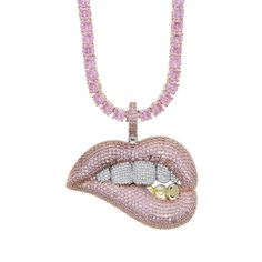 BADDIECASH PENDANT - Necklaces - BBYKUTE Barbie Chain, Baddie Needs, Lip Necklace, Butterfly Stomach, Chloe 2024, 50th Bday Ideas, Lip Jewelry, Dripping Lips, Love For Life