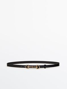 Leather belt with double long buckle - Black | ZARA United States Gucci Marmont Belt, Massimo Dutti Women, Luxury Belts, Designer Belts, Black Accessories, Belt Accessories, Equestrian Style, Leather Belts, Massimo Dutti