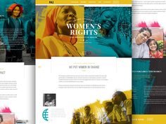 the website design for women's rights is shown in three different colors and sizes