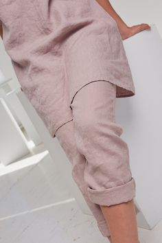 "Slim fit linen pants with elastic waist and pockets. Handmade from washed and softened medium weight 100% linen. DESCRIPTION: -High quality European linen (OEKO-TEX certified); -Color in pictures: black, dusty pink, white, dark brown (other colors please choose on the right); -Medium weight linen; -Not transparent; -Softened; -Doesn't shrink anymore; -No need to iron. SIZES: For perfect fit please send us your hip measurements when ordering! We will make a tailor-made size for you for no additi Spring Linen Straight Leg Capris, Linen Straight Leg Capris With Elastic Waistband, Spring Straight Leg Linen Capris, Straight Leg Linen Capris With Elastic Waistband, Ankle-length Linen Capris With Elastic Waistband, Linen Cropped Leg Loungewear Pants, Linen Cropped Lounge Pants, Linen Cropped Leg Pants For Loungewear, Linen Cropped Pants For Loungewear