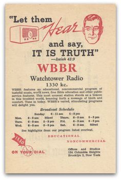 an old advertisement for the w b r radio