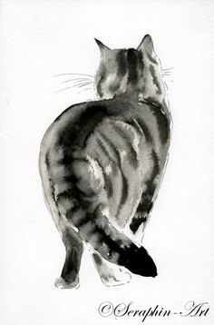 a black and white drawing of a cat