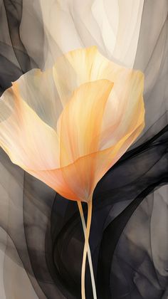 an abstract painting of a yellow flower