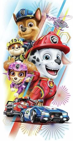 the poster for paw patrol, which features characters from various tv and movie shows on it