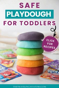 a stack of playdoughs with the title saying safe playdough for toddlers