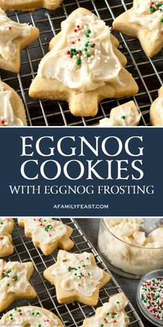 Eggnog Cookies with Eggnog Frosting are perfectly sweet cutout cookies with a luscious eggnog frosting on top. Don’t forget those holiday sprinkles! Grandma Baking, Eggnog Frosting, Eggnog Dessert, Eggnog Recipes, 1 Cookies, Recipe Keeper, Eggnog Cookies, Cutout Cookies, Italian Bakery