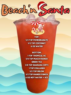 the beach'n santa drink list is shown