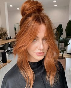 Red Hair W Money Piece, Natural Red Hair, Red Hair Inspo, Ginger Hair Color, Copper Hair Color, Curly Hair With Bangs, Auburn Hair, Red Hair Color, Orange Hair