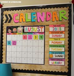 a bulletin board with the words calendar on it