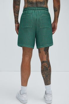 Available In Green/combo. Elastic Waist Drawstring Side Hand Pockets Back Pockets Pair With "Dimensional Textured Button Up Shirt" 60% Cotton 40% Polyester Imported | Mens Dimensional Textured Warmup Shorts in Green size 2XL by Fashion Nova Relaxed Fit Beach Bottoms With Button Closure, Relaxed Fit Bottoms With Button Closure For Beach, Beach Bottoms With Button Closure And Relaxed Fit, Green Relaxed Fit Bottoms With Button Closure, Casual Shorts With Button Closure For Loungewear, Summer Loungewear Bottoms With Button Closure, Green Bermuda Bottoms With Elastic Waistband, Casual Shorts With Button Closure, Casual Relaxed Fit Shorts With Button Closure