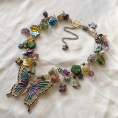 Fairy Jewelry Aesthetic, Maximalist Necklace, Cool Jewelry Unique, Artsy Jewelry, Eclectic Jewelry, Funky Necklace, Indie Jewelry