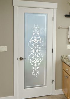 frosted glass interior door Glass Printing Design, Washroom Door Design, Frosted Bathroom Door, Frosted Glass Bathroom Door, Glass Door Designs, Temple Glass, Front Door Glass Insert, Book Door, Glass Barn Doors Interior