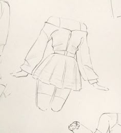 a drawing of a woman's dress and shoes in three different angles, from the front to the back