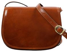 a brown leather purse with a gold buckle