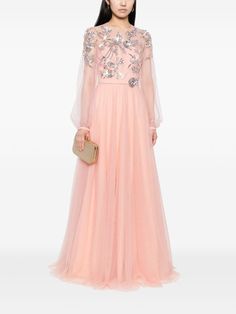 Sachin & Babi Freyja sequin-embellished Gown - Farfetch Pink Floral Embellished Evening Dress, Luxury Embellished Pink Evening Dress, Luxury Pink Embellished Evening Dress, Pink Floral Evening Dress, Embellished Tulle Maxi Dress For Evening, Embellished Tulle Maxi Evening Dress, Embellished Tulle Maxi Dress, Luxury Embellished Pink Gown, Luxury Embellished Pink Dress