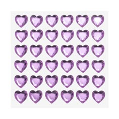 purple heart shaped jewels on a white background